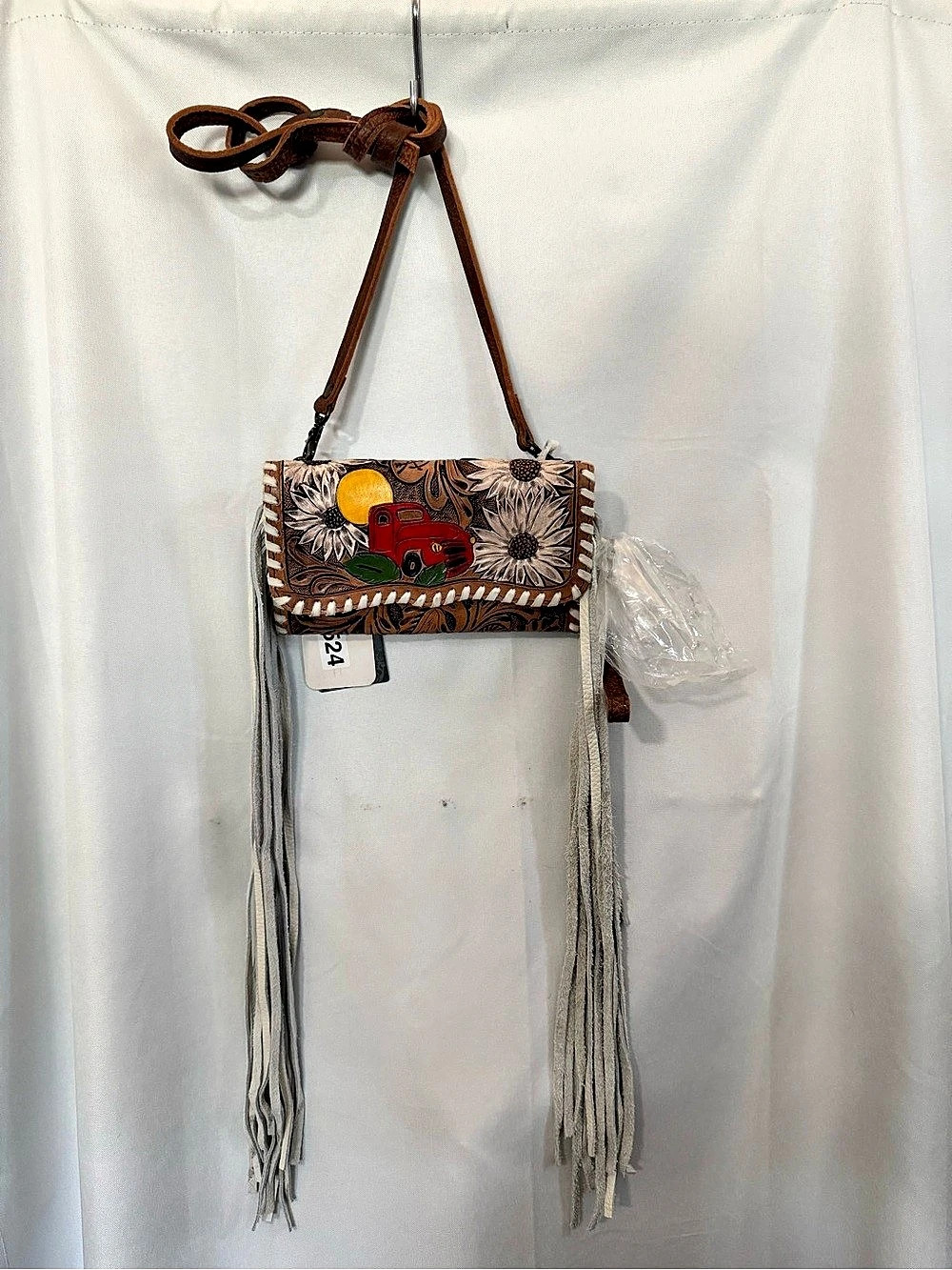 American Darling Hand Tooled Floral Carved & Braided Western Leather Organiser